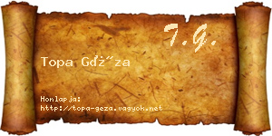 Topa Géza névjegykártya